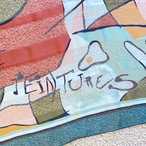 Vintage Made in Italy Polyester Abstract Scarf 34" x 35" - Picture 6 of 10